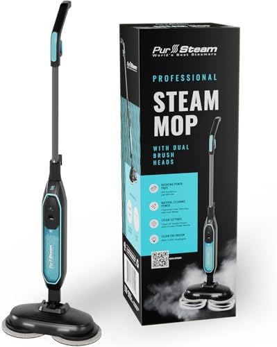 PurSteam ScrubMaster Steam Mop with Dual Scrubbing Head and LED Lights by PurSteamWorldsBestSteamers