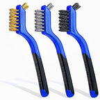 Lavaxon Wire Brush Set 3Pcs - Nylon/Brass/Stainless Steel Bristles with Curved Handle Grip for Rust, Dirt & Paint Scrubbing with Deep Cleaning – 7 Inches (Blue) by Lavaxon-TheCleaningCompanion