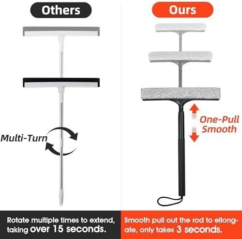 16-59" Telescopic 2-in-1 Window & Shower Squeegee for Glass Doors - Image 3