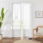2 Pieces Linen Texture French Door White Curtains W25 x L72 Privacy - Image 5