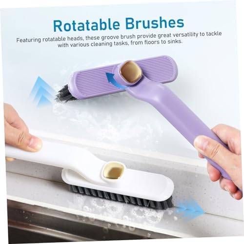 PRETYZOOM 3pcs Grout Cleaning Brush Hard Scrubbing Tool for Tile Shower Bathtub Gap Crevice Cleaning Rotatable Head Brush for Easy Use - Image 3