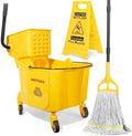 VOUBIEN 35 Qt Commercial Mop Bucket with Side-Press Wringer Combo on Wheels by VOUBIEN