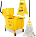 VOUBIEN 35 Qt Commercial Mop Bucket with Side-Press Wringer Combo on Wheels by VOUBIEN