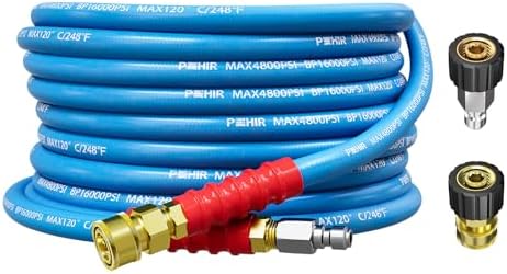 POHIR 25ft Pressure Washer Hose 3/8" 4800 PSI with Quick Connect & Adapters by POHIR