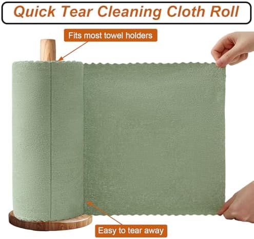 80 Pack Microfiber Cleaning Cloth Roll,Lint Free Rags & Tear Away Reusable Towels Washable Scratch,Ultra Absorbent Dish Rags(12" x 12") for Car Kitchen Home Garage-Green - Image 3