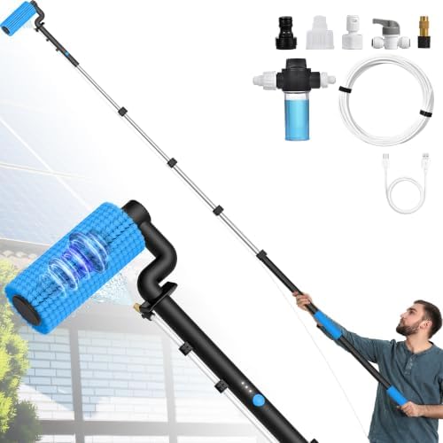 Electric Solar Panel Cleaning Brush, 20.34Ft, Soap Dispenser&Water Fed Pole by LyriFine