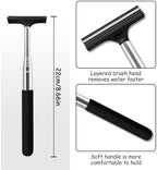 1 Pcs Car Window Mini Squeegee Retractable Auto Glass Squeegee Car Rearview Mirror Wiper Water Cleaner with Telescopic Long Rod Portable Cleaning Tools for All Vehicles (Black) - Image 2