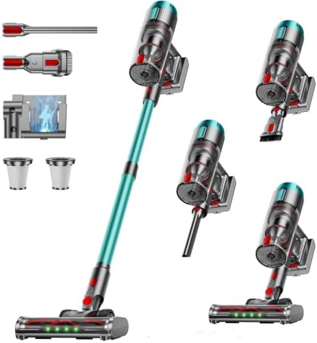 Cordless Vacuum Cleaner, 80Mins 650W/60KPA Self-Standing Vacuum Cleaners for Home, Stick Vacuum with Anti-Tangle Brush, LED Screen, Rechargeable Vacuum for Floor/Carpet/Pet Hair by ARWSEDI