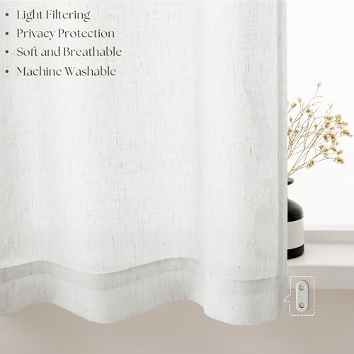 2 Panel Privacy Side Window Curtains Ivory White 25 x 72 Inches Long - Image 6