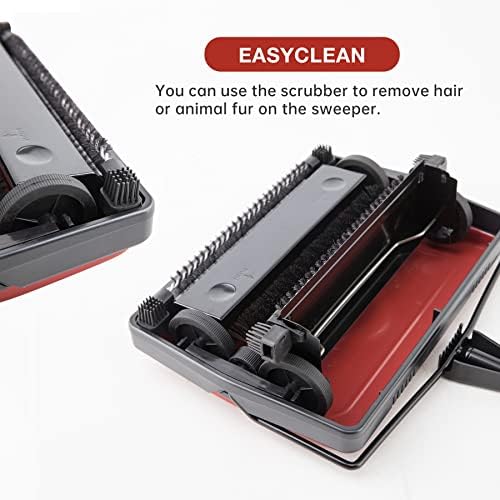 Yocada Manual Carpet Sweeper Cleaner Non-Electric Hand Push Dark Red - Image 4