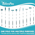 TelesPro 20 Feet High Reach Window Squeegee with 5-12Ft Extension Pole, Window Cleaner Tool with 3-Stage Telescoping Pole, Window Cleaning Kit with Rotatable Head (2 Squeegee & 2 Microfibre Cloths) - Image 6