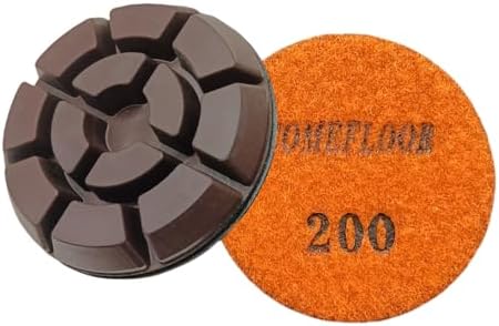 Diamond Floor Polishing Pads, 3 Inch Resin Bond Hook and Loop Polishing Pucks for Concrete, Terrazzo, Marble, Granite, Grit 200, 9PCS by ComeFloor
