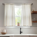 jinchan Beige Rustic Linen Rod Pocket Kitchen Curtains, 26x36, 2 Panels - Image 4