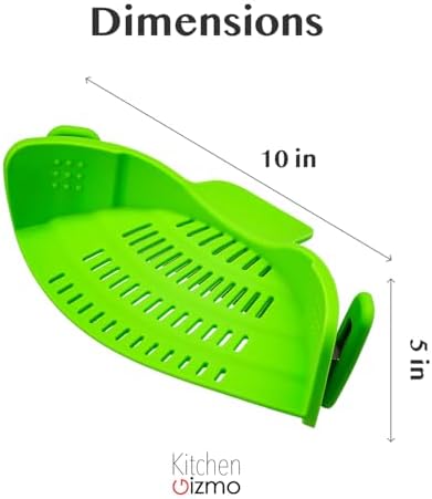 Kitchen Gizmo Snap N' Strain Clip On Strainer for Pots and Pans - Collapsible Silicone Pasta Strainer and Kitchen Gadget for Cooking - Easy to Use, Heat Resistant and Space Saving Colander - Green - Image 3