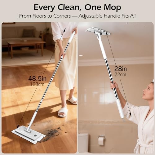 2-in-1 Hands Free Flat Mop,Disposable Dust Mop with 47" Long Handle - Image 4