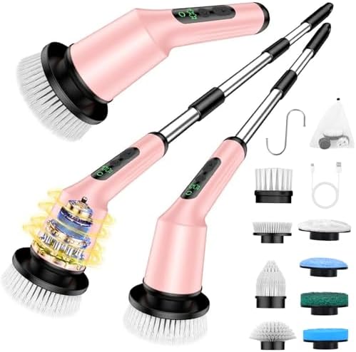 Electric Spin Scrubber for Bathroom, Shower Scrubber with Long Handle by CTMAST