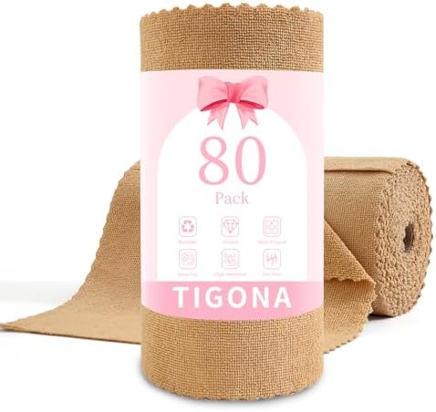 80 Pack Microfiber Cleaning Cloth Roll,Lint Free Rags & Tear Away Reusable Towels Washable Scratch,Ultra Absorbent Dish Rags(12" x 12") for Car Kitchen Home Garage-Dark Coffee by Tigona