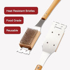 Pizza Oven Brush, 16.9 Inch Grill Cleaning Brush with Scraper, Stainless Steel Bristles with Beech Wood Handle, 2 in 1 Pizza Stones Brush, Ourdoor Pizza Oven Accessories, Heat Resistant - Image 4