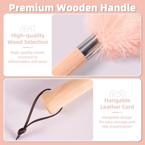 Pink Ostrich Feather Duster for Cleaning with Wooden Handle, 13.5 Inch - Image 5