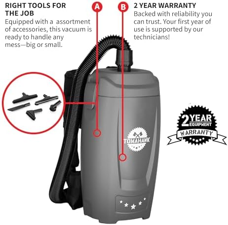 Tomahawk 18V Battery Powered Backpack Vacuum 6L for Janitorial Cleaning – Lightweight Cordless Commercial Vacuum with Quiet Operation - Image 5