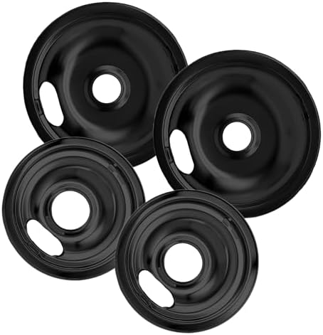 Electric Stove Drip Pans Set of 4 (2 x 6-Inch & 2 x 8-Inch) Stove Drip Pans for Electric Stove for Whirlpool, Maytag, KitchenAid & More – Compatible with W10290350 & W10290353 Stove Burner Drip Pan by LindasEssentials