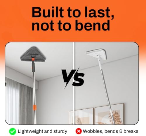 Nexius Baseboard Cleaner Tool with Handle, 81 Inch Wall and Baseboard Cleaning Mop with 360 Degree Swivel Head, Squeegee and Hanging Hook, 8 Reusable Pads, No Bend Baseboard Duster for Walls and Trim - Image 4