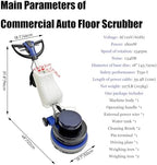 18" Commercial Floor Scrubber Buffer Industrial Heavy Duty Polisher Commercial Carpet Floor Brushing Machine Multifunctional Ground Scrubber Buffer Heavy Duty Polisher Cleaner, AC110V 60Hz - Image 3