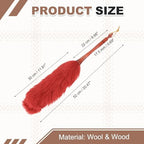 uxcell Wool Duster, 20.5" Natural Feather Cleaner Household Cleaning Duster with Solid Wooden Handle for Cleaning Fans Window Blinds Shelves Furniture, Red - Image 2