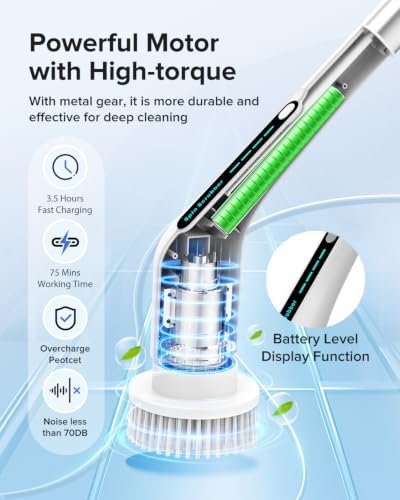 Electric Spin Scrubber, Shower Cleaner with Adjustable Extension Handle - Image 4