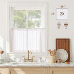 jinchan Linen Kitchen Tier Curtains, 38x24, 2 Panels, Beige White - Image 6