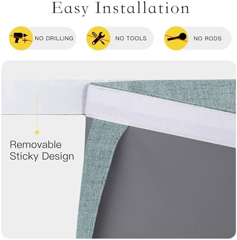 NICETOWN 100% Blackout Linen French Door Curtain, Skylark Blue, 1 Panel - Image 3