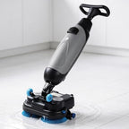 17" Floor Scrubber Dryer,17" Portable Commercial Scrubber,Commercial Floor Scrubber Dryer, Walk Behind Floor Scrubber Dryer, Rotary Double Brushes, for Wooden Floors,Tiles Gray by Unknown