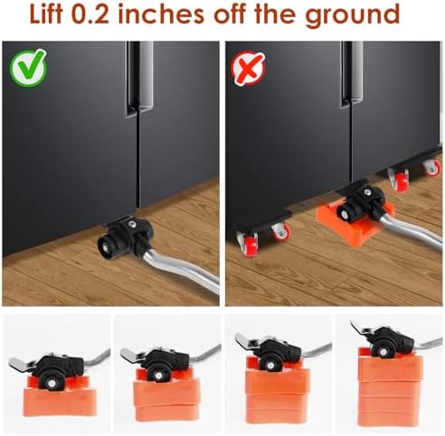 4 PCS Furniture Dolly Furniture Movers, 360° Rotation 4 Wheels Furniture Lift Mover Tool, 880 Lbs Capacity Furniture Moving Sliders,Carbon Steel Furniture Lifter Set for Sofa Fridge Cabinet Appliance - Image 6