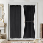 Vatge Black French Door Curtain - Thermal Insulated Thick Rod Pocket Blackout Drape for Glass/Patio/Sidelight/Sliding Door, 1 Panel, W54 x L72, Black by Vatge