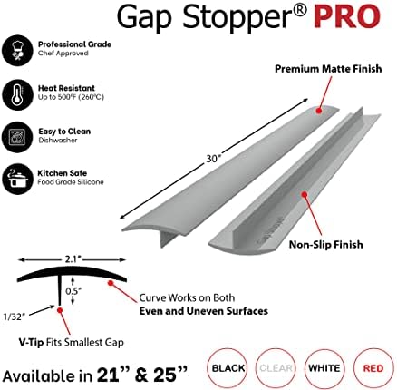 Pro - 25" Gray, Professional Grade, FDA Heavy 10.0 oz Silicone, Set of 2, Covers Gap between Stove & Countertops - Image 2