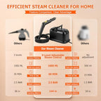 Handheld Steam Cleaner for Home, 9-Level Steam Control, Black - Image 6