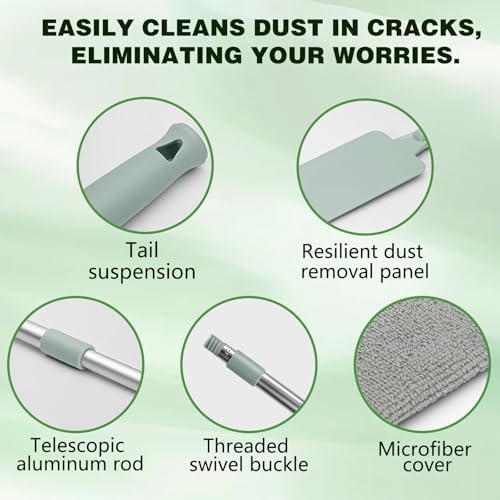 Retractable Gap Dust Cleaning Artifact, Extendable Duster Cleaning Tool with Bendable & Removable Head, Reusable Washable Dusting Wand for Home, Ceiling, Blinds & Under Furniture - Image 2