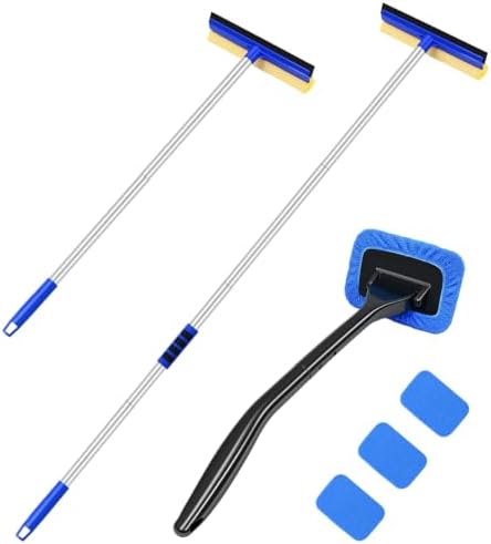 Wontolf 62'' Window Squeegee with Extension Poles, 2-in-1 Window Cleaning Kit, Windshield Cleaner Tool, Window Washing Squeegee for Home, Outdoor Windows, Glass, Shower by Wontolf