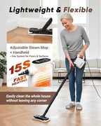 Saker EverSteam Instant-Heat Steam Cleaner for Home,15s Heat-up Handheld Steam Cleaner with Mop Attachment&Fiber Cloths,Portable Continuous Refill Steamer for Cleaning of Floor, Car and Kitchen - Image 3