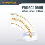 POWERTEC 70368 4 Inch ID 90 Degree Elbow for 4 Inch OD Dust Collection Pipes, Adapters and Fittings (Clear), 1 pack - Image 2