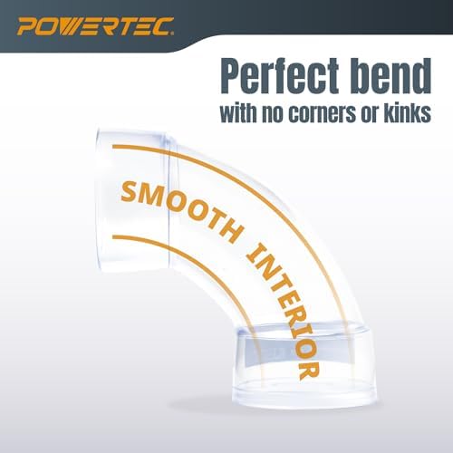 POWERTEC 70368 4 Inch ID 90 Degree Elbow for 4 Inch OD Dust Collection Pipes, Adapters and Fittings (Clear), 1 pack - Image 2