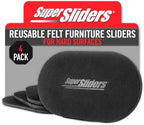 Super Sliders 5-3/4" x 9-1/2" XL Oval Reusable Felt Furniture Sliders for Hard Surfaces, Anti-Slip Protective Furniture Moving Pads for Beds, Sofas, Dressers, Set of 4, Black by SUPERSLIDERS