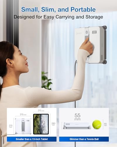ECOVACS (2026 Version) WINBOT Mini Window Cleaning Robot - Compact Design, Dual Nozzles with Ultrasonic Spray, 9-Stage Protection System, Intelligent Path Planning, 3 Cleaning Modes - Image 3
