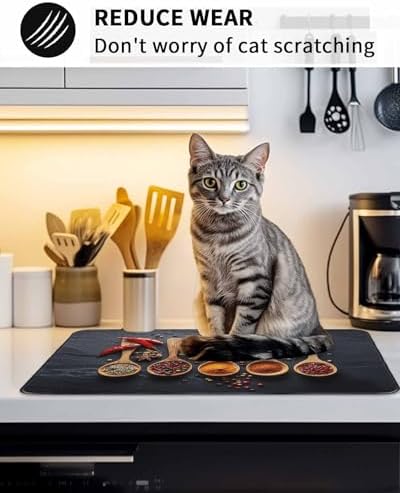 Cooking Spice Stove Top Covers for Electric Stove, Modern Black Cook Seasoning Induction Cooktop Cover Protector, Rustic Pepper Range Mat for Glass Top Stove, Kitchen Dish Drying Mat, 28"x20" - Image 7