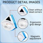 Double Sided Magnetic Window Cleaner Tool for 3–8mm Single-Pane Glass, Triangle Magnet Window Cleaner Tool with Safety Rope, Absorbent Pads and Squeegee for Home Windows and Shower Glass (2) - Image 5