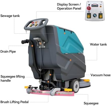 Walk-behind Floor Scrubber Machine, 22" Cleaning Width - Image 3