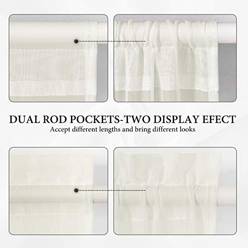 MIULEE Ivory 40 x 72 Inches Sidelight Curtains for French Door Sheer Panels - Image 5