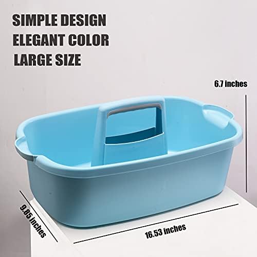 ALINK Large Plastic Shower Caddy Tote, Portable Storage Caddy Basket Organizer with Handle for Dorm, Bathroom, Tool, Garden, Kitchen, Cleaning Supplies – Blue - Image 2