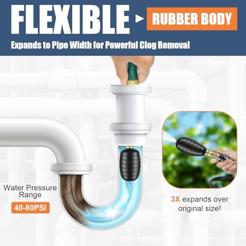 3 Pcs Drain Bladder Kit, Drain Cleaning Bladder Fits 1" to 6" Pipes, Rubber Drain Bladder Unclogger for Bathroom Sinks, Showers, Swimming Pool Drains, Kitchen Sinks and Main Drains - Image 3