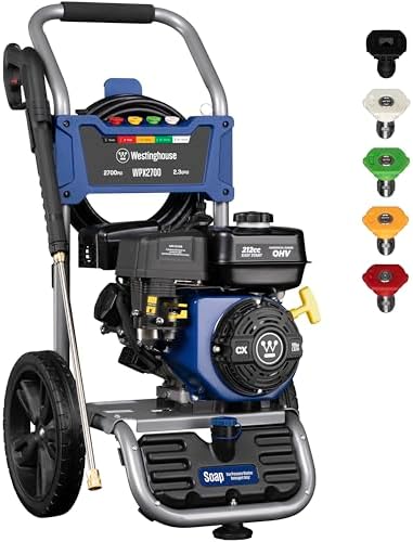 Westinghouse WPX2700 Gas Pressure Washer, 2700 PSI and 2.3 GPM, Onboard Soap Tank, Spray Gun and Wand, 5 Nozzle Set, for Cars/Fences/Driveways/Homes/Patios/Furniture by Unknown
